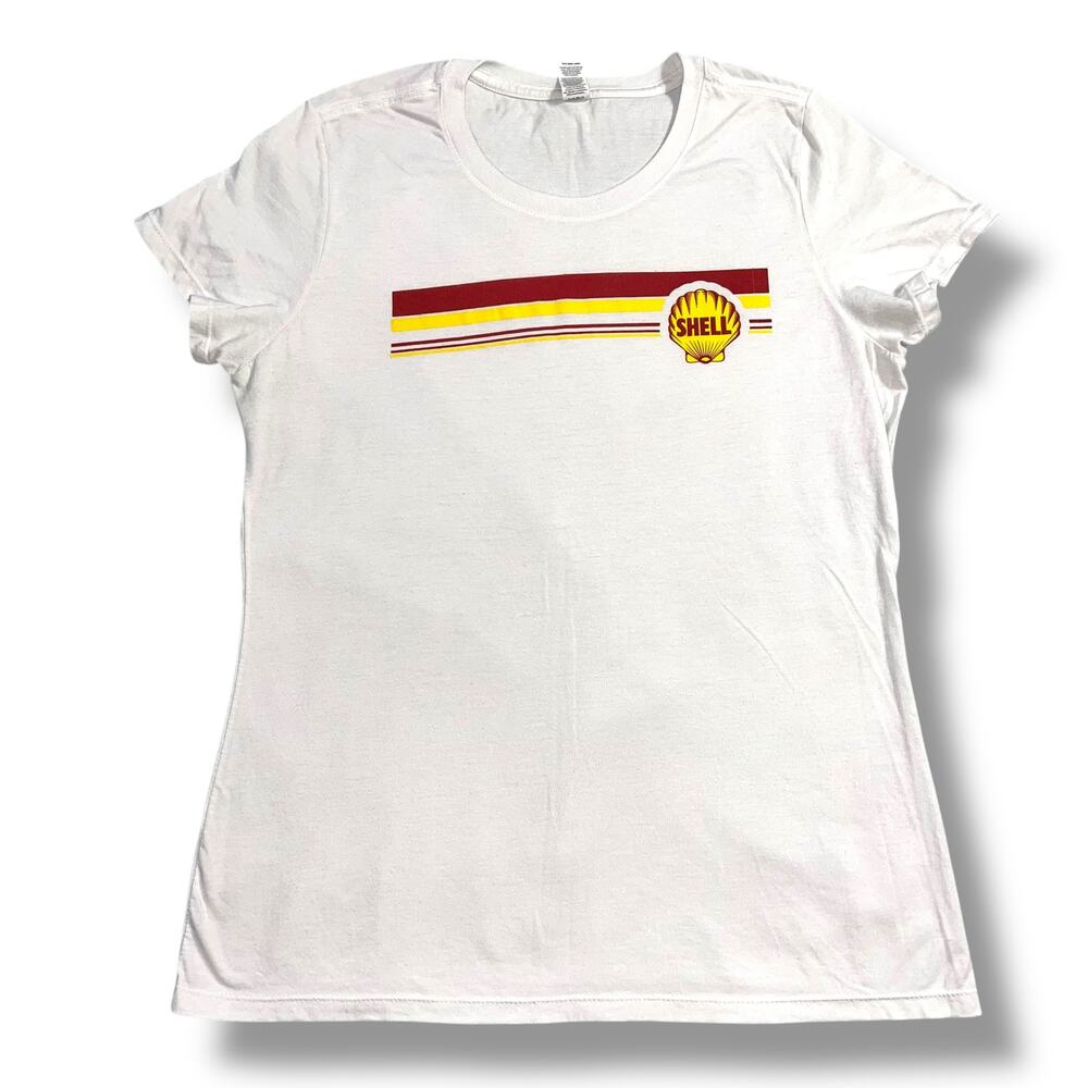 District Womens Perfect Tri T Shirt Graphic Print Shell Gas Station Retro Large